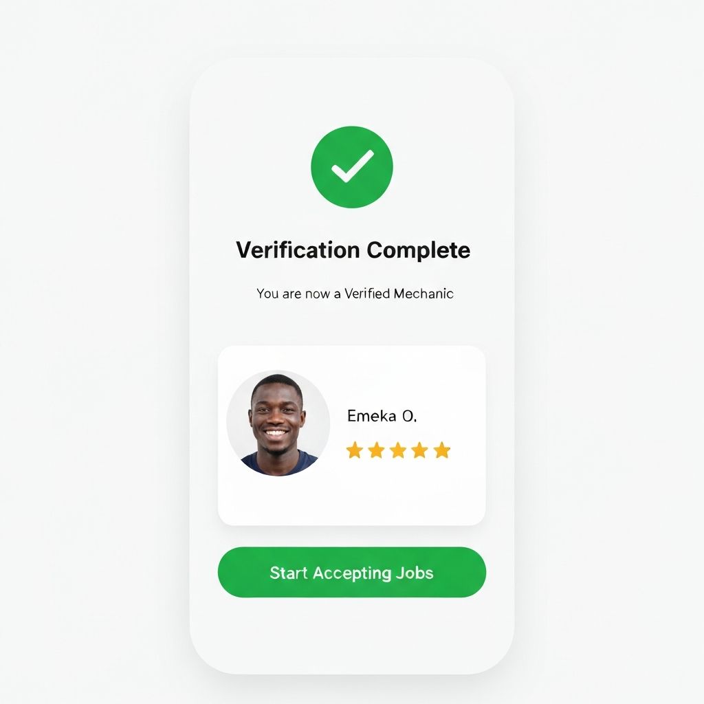 Mechanic verification complete screen